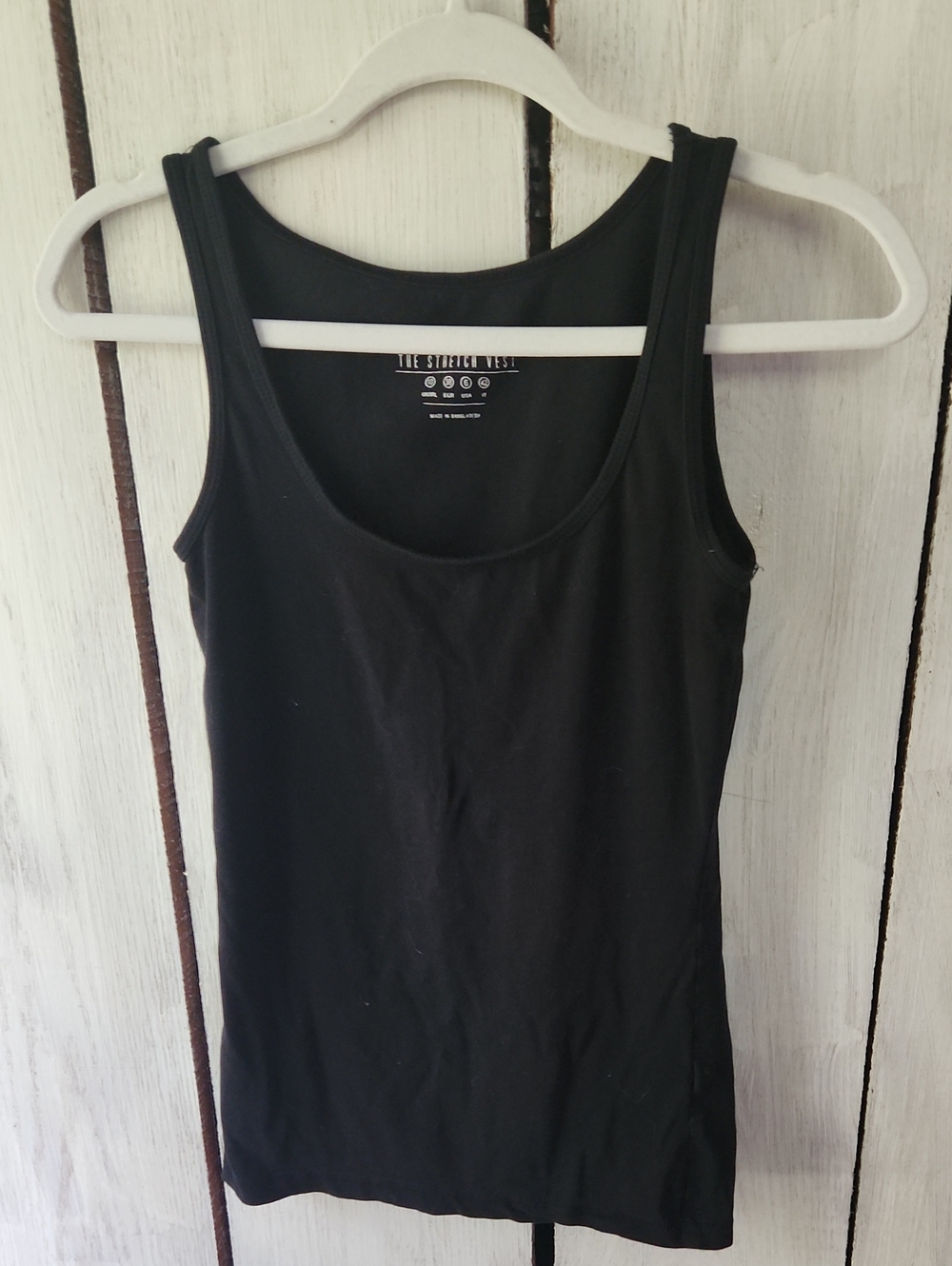 Atmosphere The Stretch Vest Sleeveless Scoop Neck Black Tank Size 6